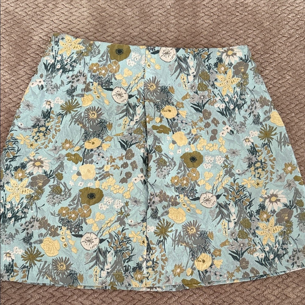 Cider Blue and Gold Floral Skirt